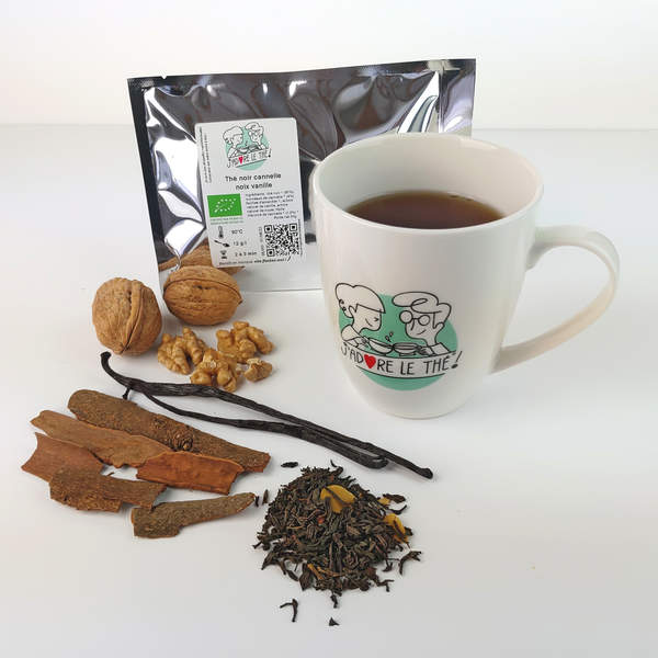 Thé noir VANILLE bio, feuilles de thé en vrac - coupe fine spéciale